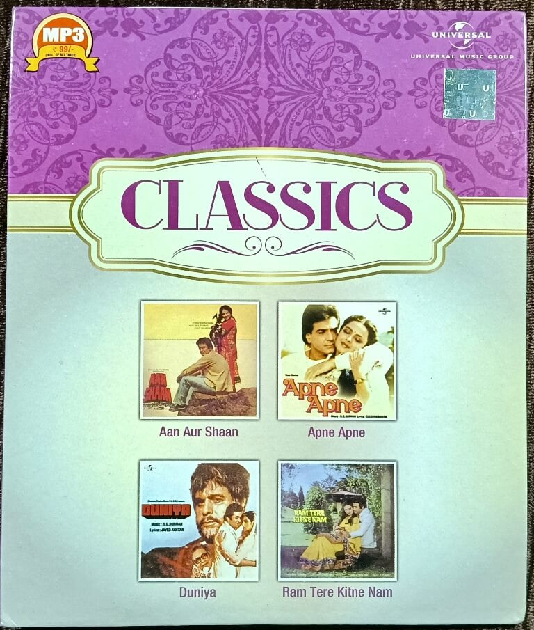 Classics - Aan Aur Shaan (1983) R. D. Burman /Apne Apne (1986) R. D. Burman /Duniya (1983) R. D. Burman / Ram Tere Kitne Nam (1984) R. D. Burman Pre-Owned Universal MP3 CD