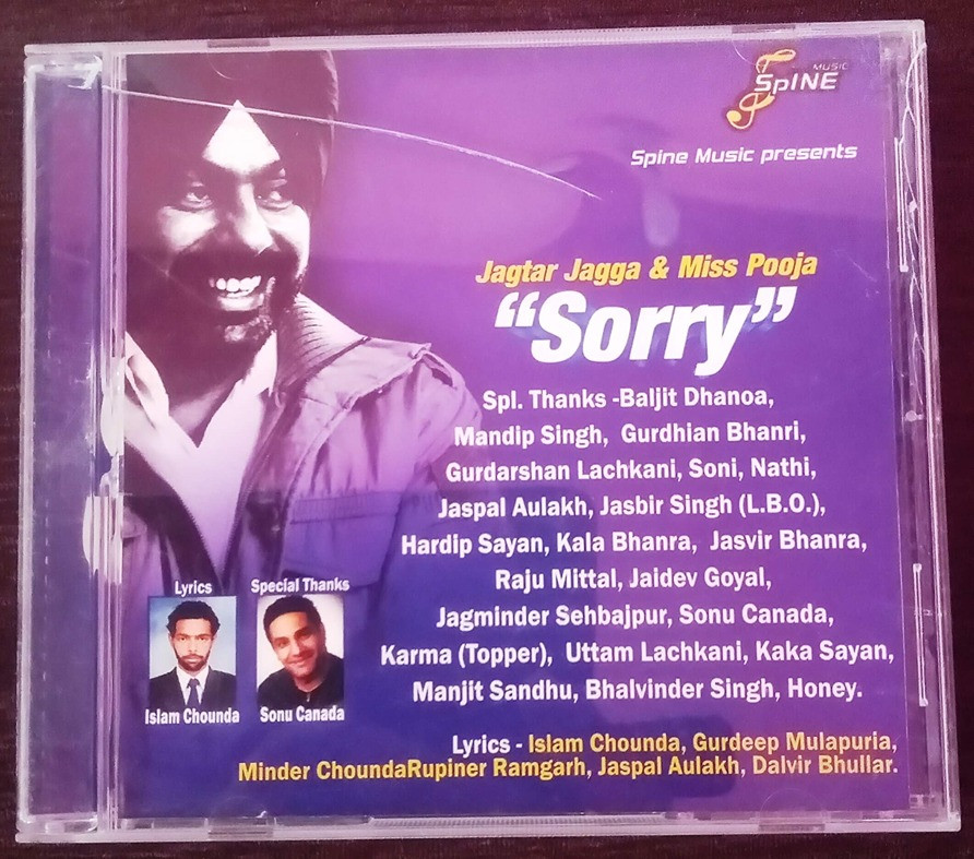 Jagtar Jagga & Miss Pooja - Sorry (2009) Lal Kamal Pre-Owned Spine Music Audio CD