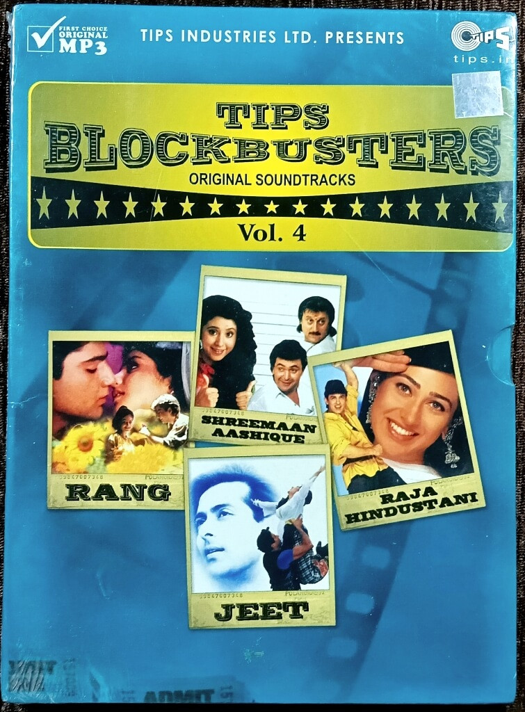 Tips Blockbusters - Original Soundtracks Vol. 4 - Shreemaan Aashique (1992) Nadeem-Shravan / Rang (1993) Nadeem-Shravan / Raja Hindustani (1996) Nadeem-Shravan / Jeet (1996) Nadeem-Shravan (2008) Pre-