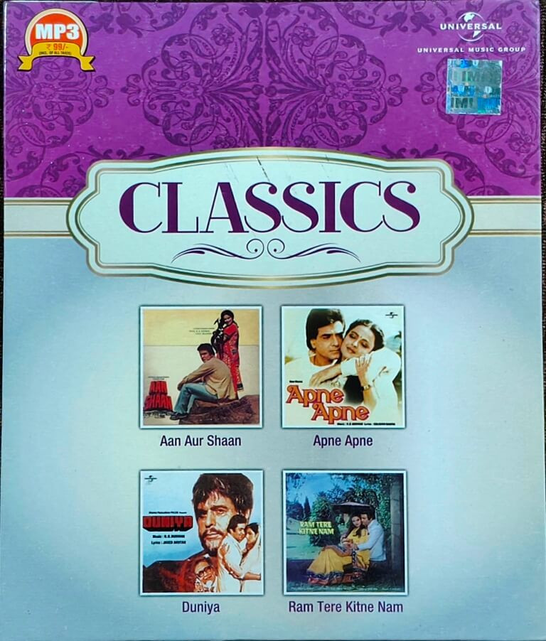 Classics - Aan Aur Shaan (1983) R. D. Burman /Apne Apne (1986) R. D. Burman /Duniya (1983) R. D. Burman / Ram Tere Kitne Nam (1984) R. D. Burman OST Pre-Owned Pre-Owned Universal MP3 CD