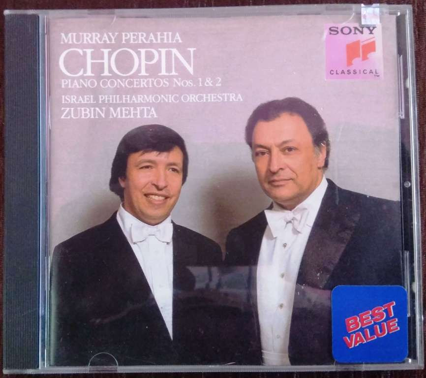 Murray Perahia, Israel Philharmonic / Zubin Mehta ‎– Chopin: Piano Concertos Nos. 1 & 2 (1990) Pre-Owned Sony Classical Audio CD