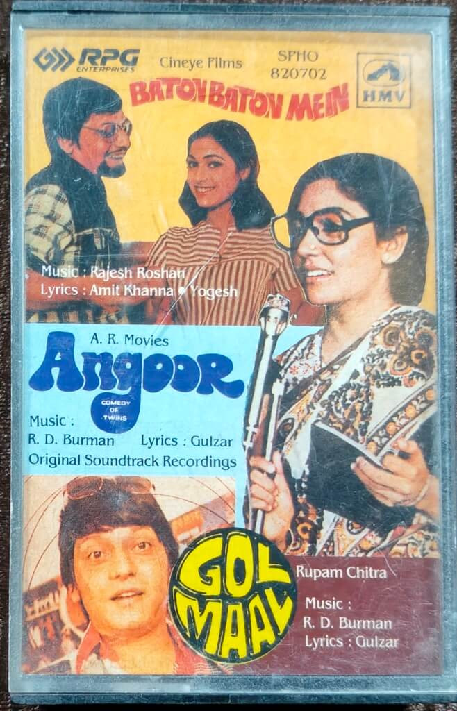 Baton Baton Mein (1979) Rajesh Roshan / Golmaal (1979) R.D. Burman / Angoor (1982) Rahul Dev Burman Pre-Owned HMV Audio Cassette