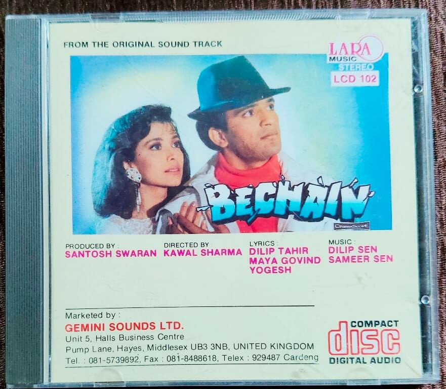 Bechain (1992) Dilip Sen-Sameer Sen Pre-Owned Lara Music Audio CD