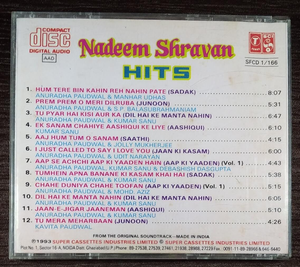 Nadeem Shravan Hits 1993 Nadeem Shravan Pre Owned T Series Audio CD Nadeem Shravan Hits 1993 Nadeem Shravan Pre Owned T Series Audio CD