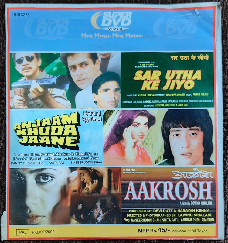 Sar Utha Ke Jiyo (1998) Directed by Sikander Bharti & Music by Anand-Milind / Anjaam Khuda Jaane (1988) Directed by Tahir Akhoon & Music by Manoj Gyan / Aakrosh (1980) Directed by Govind Nihalani & Mu