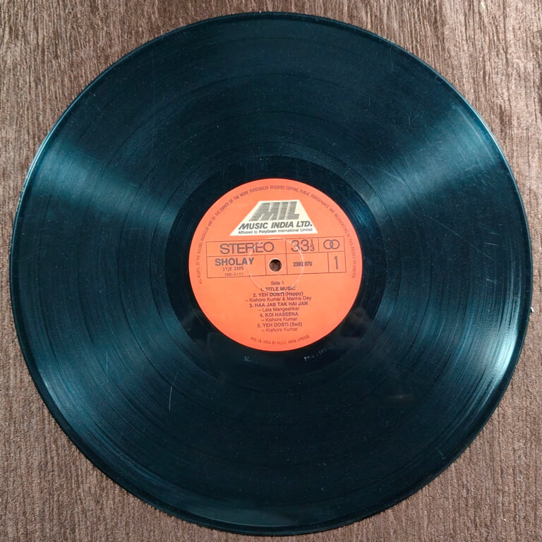 Sholay (1975) R. D. Burman 2nd Edition Press in 1991 Pre-Owned Vinyl, 12" Music India LP Record